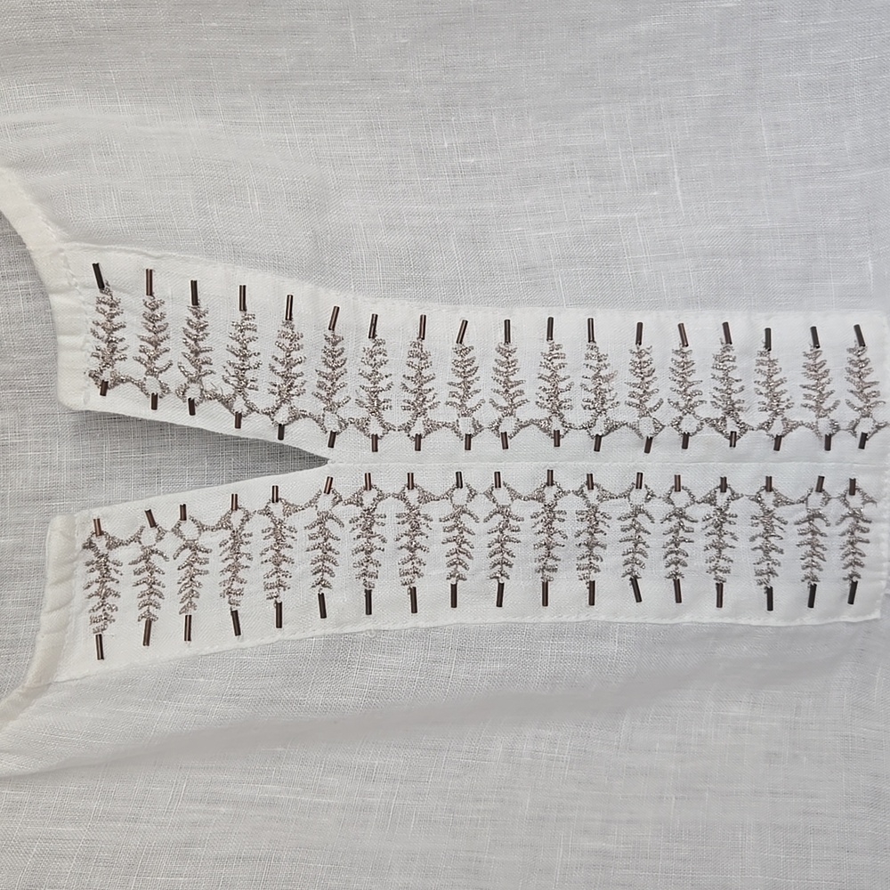 J Jill White Linen V-Neck Tank Top, Size: Small - Picture 3 of 7